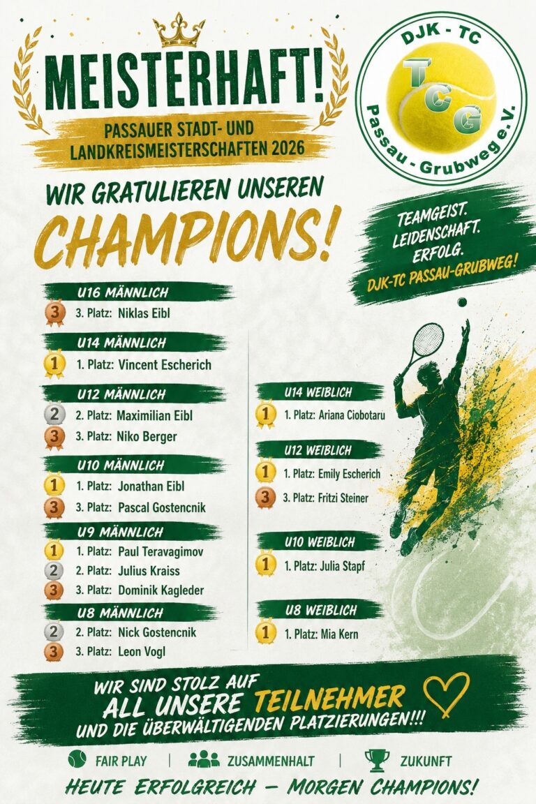 Starker Nachwuchs des TC Grubweg bei den Meisterschaften 2026